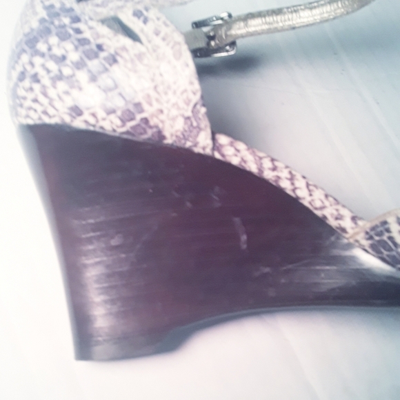 Franco Sarto Faux Snakeskin Wedged Sandals - Picture 6 of 16